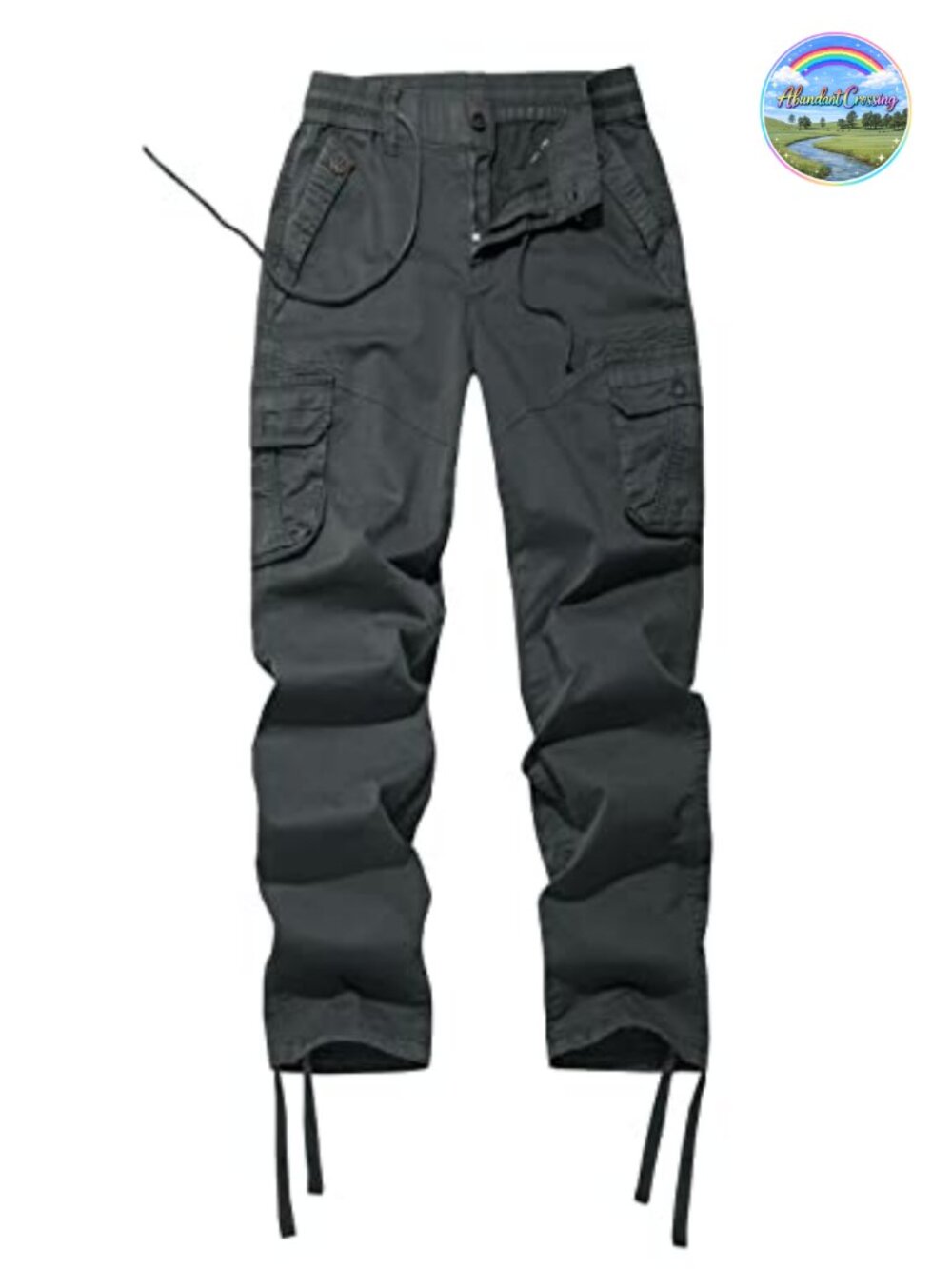 Women's Mid Rise Drawstring Cotton Spandex Multi-Pocket Cargo Hiking Pants